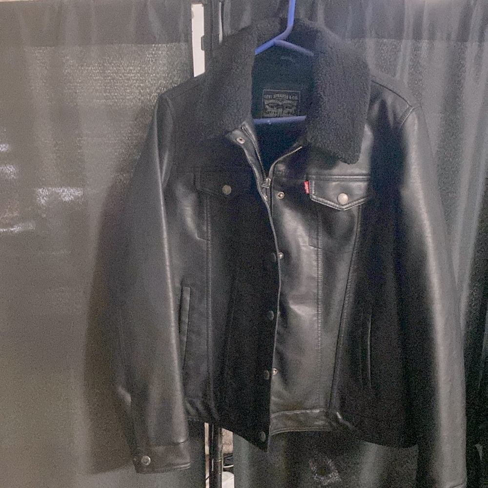 Vegan leather Jean jacket.